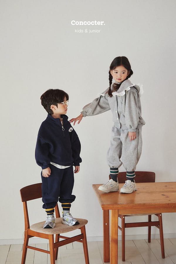 CONCOCTER - Korean Children Fashion - #Kfashion4kids - Frill Collar Cardigan Bottom Set - 6