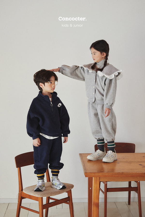 CONCOCTER - Korean Children Fashion - #Kfashion4kids - Frill Collar Cardigan Bottom Set - 7