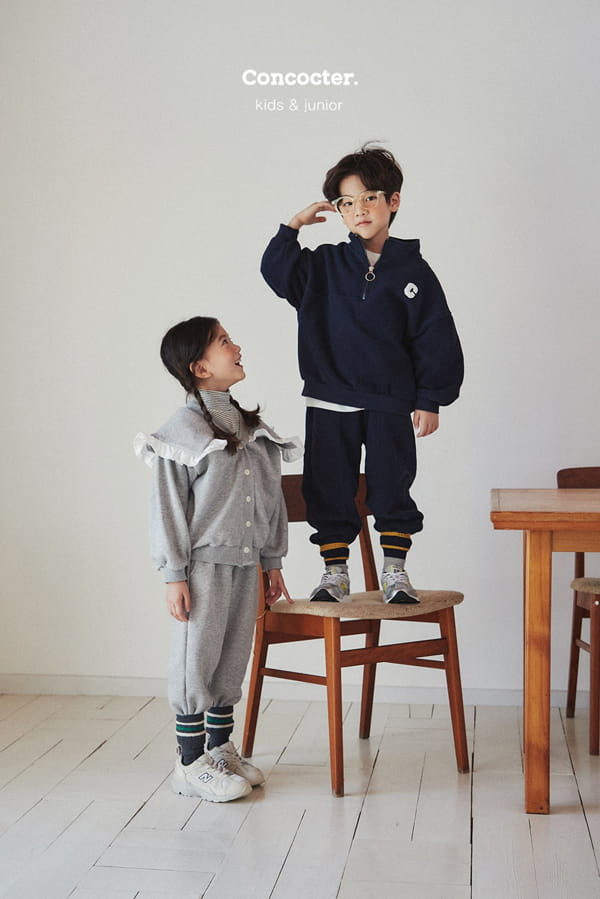 CONCOCTER - Korean Children Fashion - #Kfashion4kids - Frill Collar Cardigan Bottom Set - 9