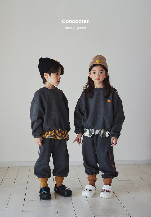CONCOCTER - Korean Children Fashion - #Kfashion4kids - Hahah Smile Fleece Top Bottom Set - 4