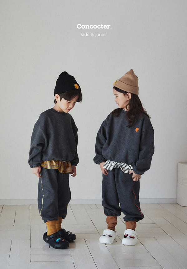 CONCOCTER - Korean Children Fashion - #Kfashion4kids - Hahah Smile Fleece Top Bottom Set - 5