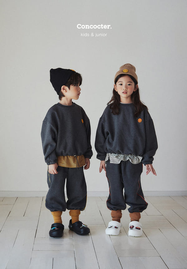 CONCOCTER - Korean Children Fashion - #Kfashion4kids - Hahah Smile Fleece Top Bottom Set - 6