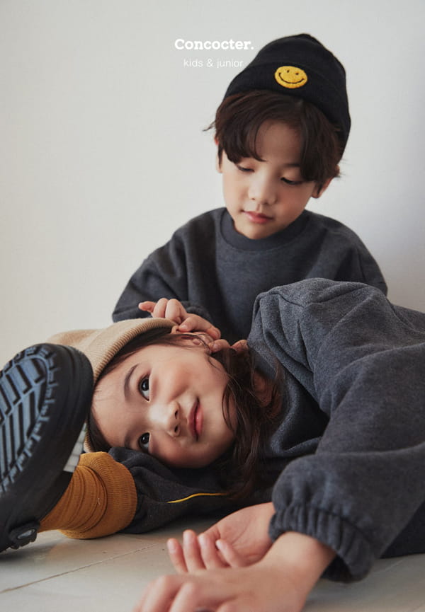 CONCOCTER - Korean Children Fashion - #Kfashion4kids - Hahah Smile Fleece Top Bottom Set - 7