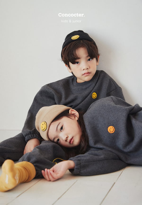 CONCOCTER - Korean Children Fashion - #Kfashion4kids - Hahah Smile Fleece Top Bottom Set - 8