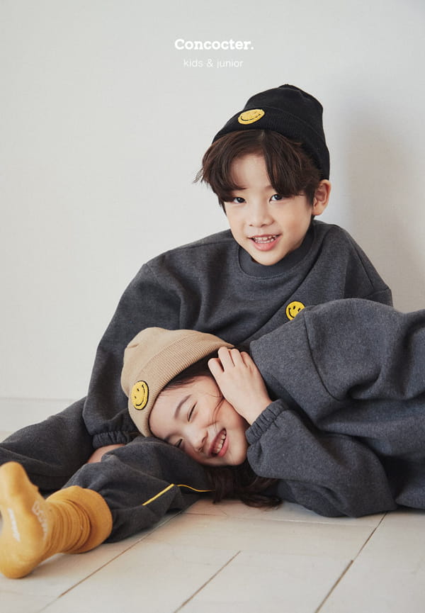 CONCOCTER - Korean Children Fashion - #Kfashion4kids - Hahah Smile Fleece Top Bottom Set - 9