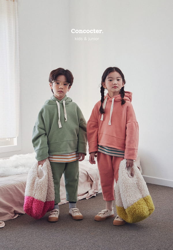 CONCOCTER - Korean Children Fashion - #Kfashion4kids - Yummy Slit Hoody Bottom Set - 2