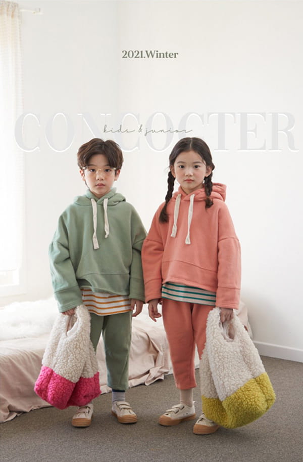 CONCOCTER - Korean Children Fashion - #Kfashion4kids - Yummy Slit Hoody Bottom Set - 3