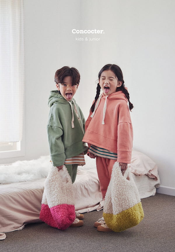 CONCOCTER - Korean Children Fashion - #Kfashion4kids - Yummy Slit Hoody Bottom Set - 4