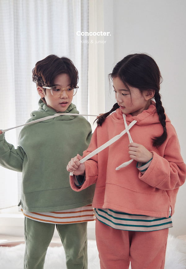 CONCOCTER - Korean Children Fashion - #Kfashion4kids - Yummy Slit Hoody Bottom Set - 6