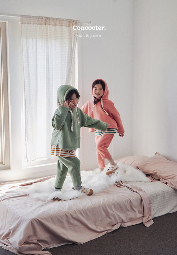 CONCOCTER - Korean Children Fashion - #Kfashion4kids - Yummy Slit Hoody Bottom Set - 8