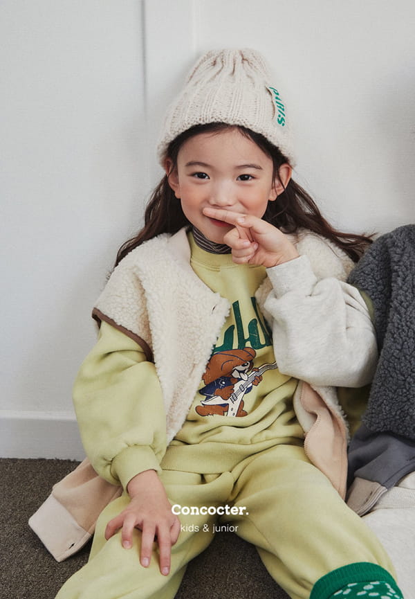 CONCOCTER - Korean Children Fashion - #Kfashion4kids - Locker Bear Fleece Top Bottom Set - 10