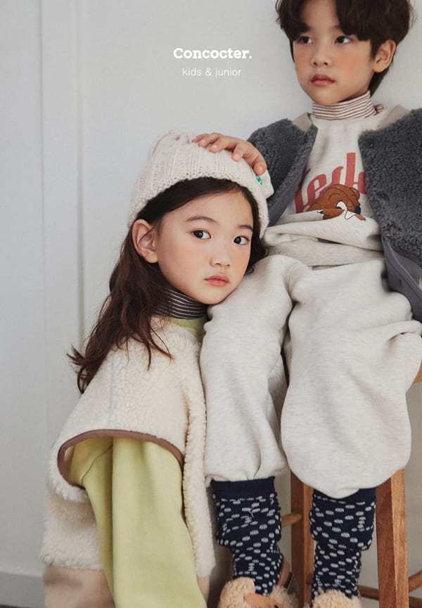 CONCOCTER - Korean Children Fashion - #Kfashion4kids - Locker Bear Fleece Top Bottom Set - 4