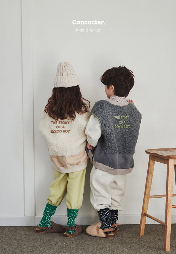 CONCOCTER - Korean Children Fashion - #Kfashion4kids - Locker Bear Fleece Top Bottom Set - 5