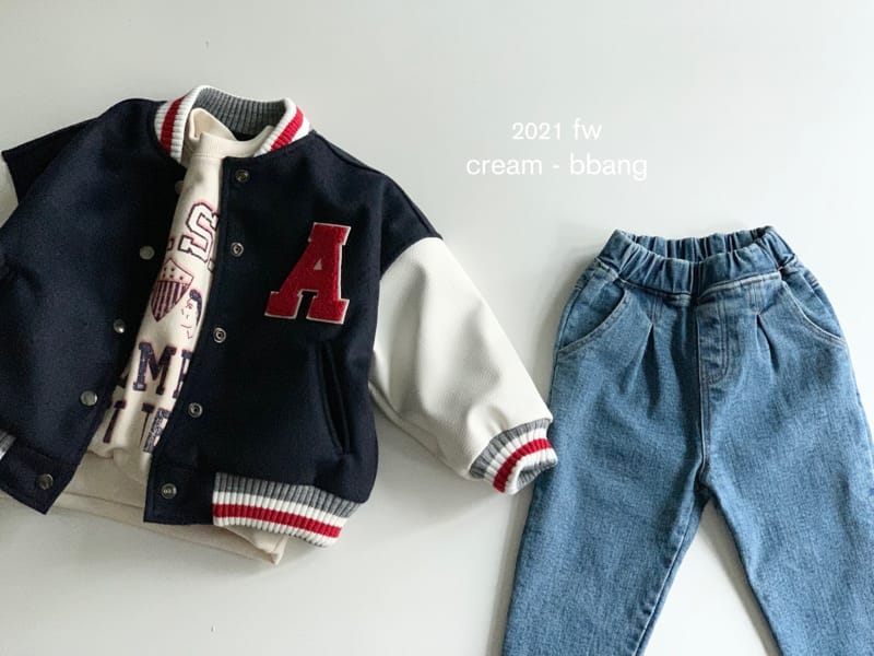 CREAM BBANG - Korean Children Fashion - #Kfashion4kids - Fleece Denim Wrinkle Baggy Pants - 10