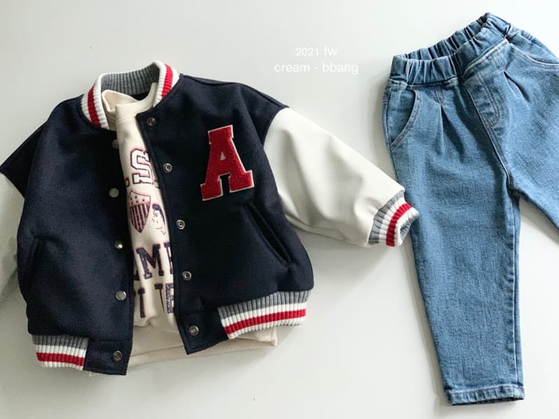 CREAM BBANG - Korean Children Fashion - #Kfashion4kids - Fleece Denim Wrinkle Baggy Pants - 3