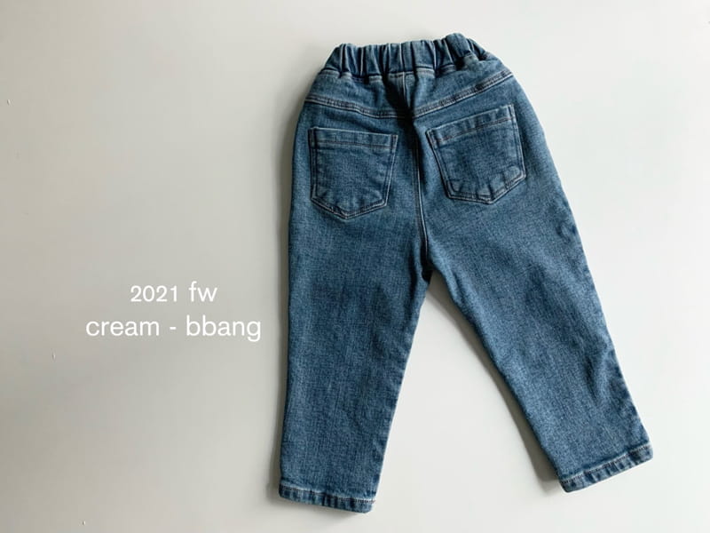 CREAM BBANG - Korean Children Fashion - #Kfashion4kids - Fleece Denim Wrinkle Baggy Pants - 4