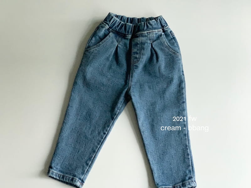 CREAM BBANG - Korean Children Fashion - #Kfashion4kids - Fleece Denim Wrinkle Baggy Pants - 5