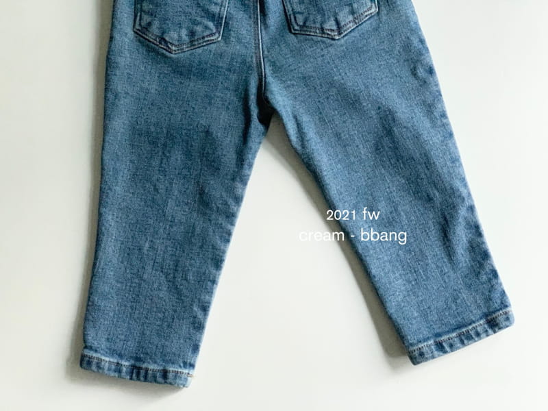 CREAM BBANG - Korean Children Fashion - #Kfashion4kids - Fleece Denim Wrinkle Baggy Pants - 7