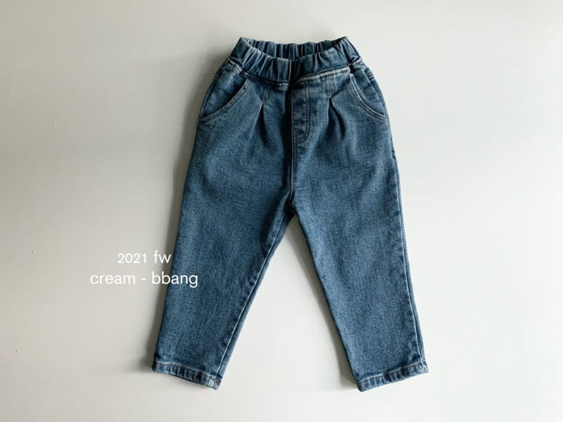 CREAM BBANG - Korean Children Fashion - #Kfashion4kids - Fleece Denim Wrinkle Baggy Pants - 9