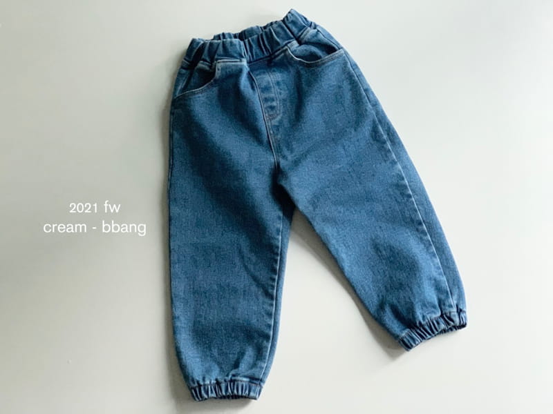 CREAM BBANG - Korean Children Fashion - #Kfashion4kids - Fleece Denim Jogger Pants - 2