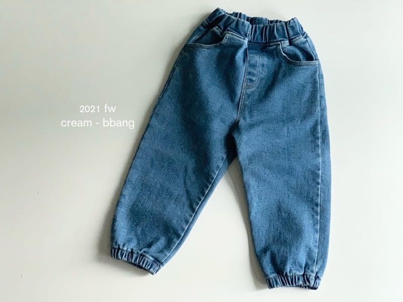 CREAM BBANG - Korean Children Fashion - #Kfashion4kids - Fleece Denim Jogger Pants - 7