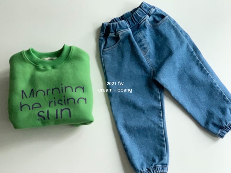 CREAM BBANG - Korean Children Fashion - #Kfashion4kids - Fleece Denim Jogger Pants - 9