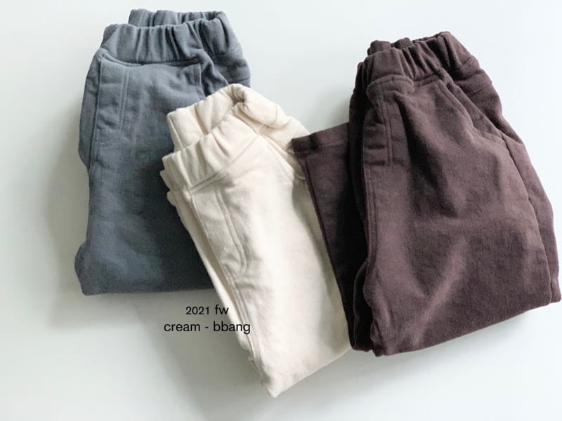 CREAM BBANG - Korean Children Fashion - #Kfashion4kids - Fleece Cotton Basic Baggy Pants