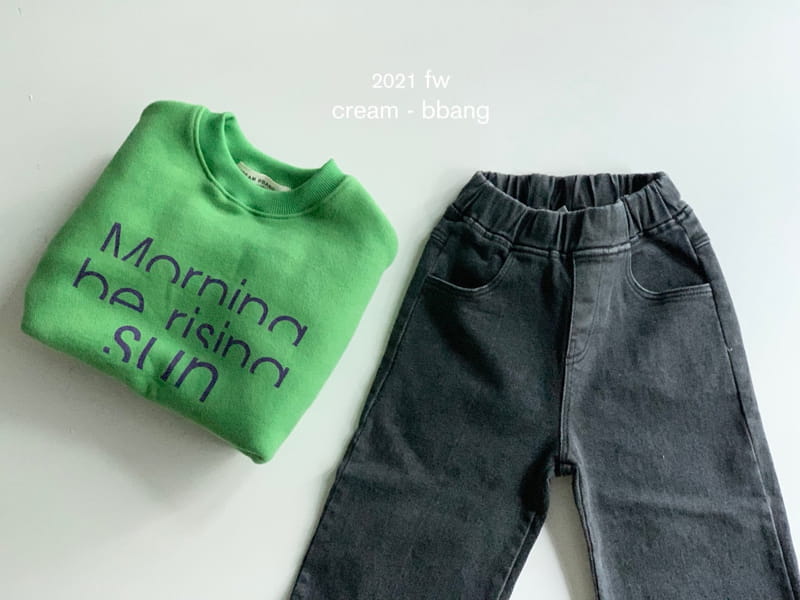 CREAM BBANG - Korean Children Fashion - #Kfashion4kids - Fleece Denim Wide Pants - 6