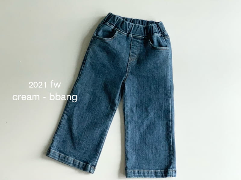 CREAM BBANG - Korean Children Fashion - #Kfashion4kids - Fleece Denim Wide Pants - 8