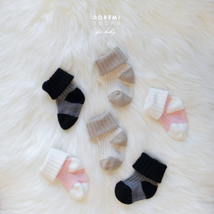 DOREMI SOCKS - Korean Children Fashion - #Kfashion4kids - Soft Two Tone Warmer [set of 3] - 2