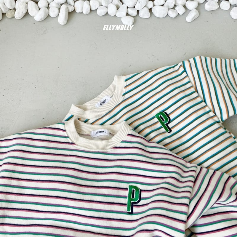ELLYMOLLY - Korean Children Fashion - #Kfashion4kids - Stripes Embroidery Sweatshirt