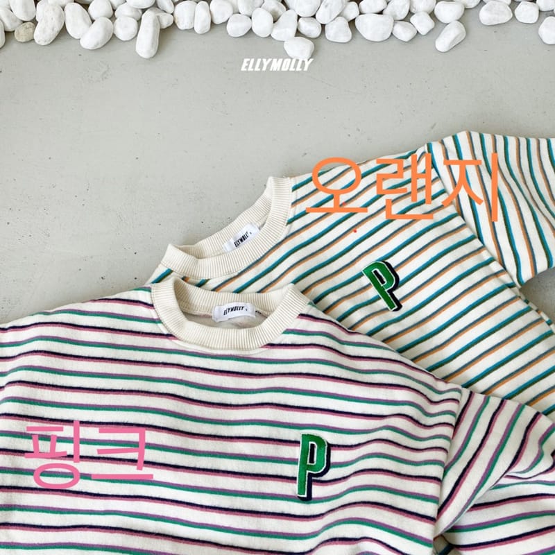 ELLYMOLLY - Korean Children Fashion - #Kfashion4kids - Stripes Embroidery Sweatshirt - 2