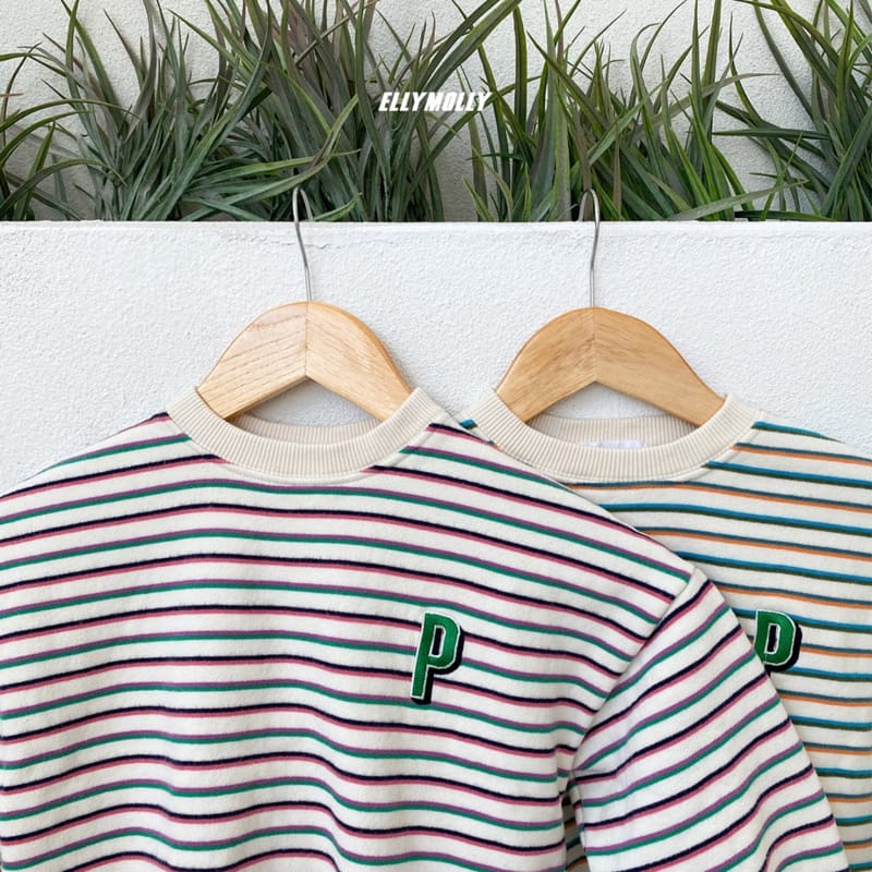 ELLYMOLLY - Korean Children Fashion - #Kfashion4kids - Stripes Embroidery Sweatshirt - 6