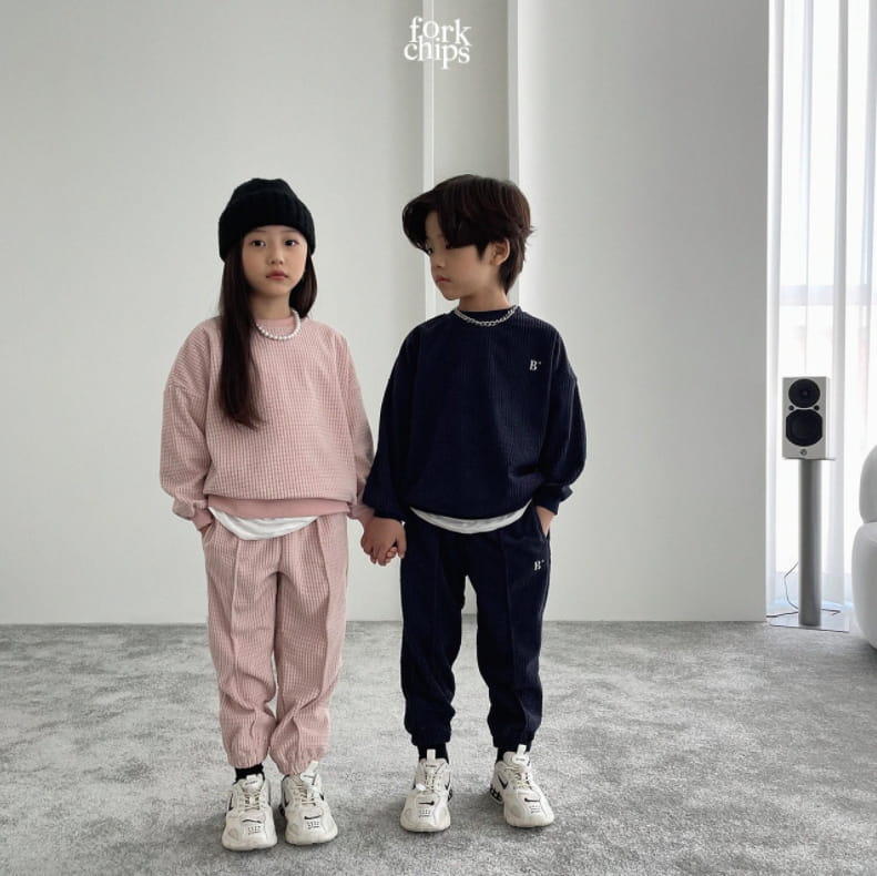 FORK CHIPS - Korean Children Fashion - #Kfashion4kids - Half Embroidery Top Bottom Set - 10
