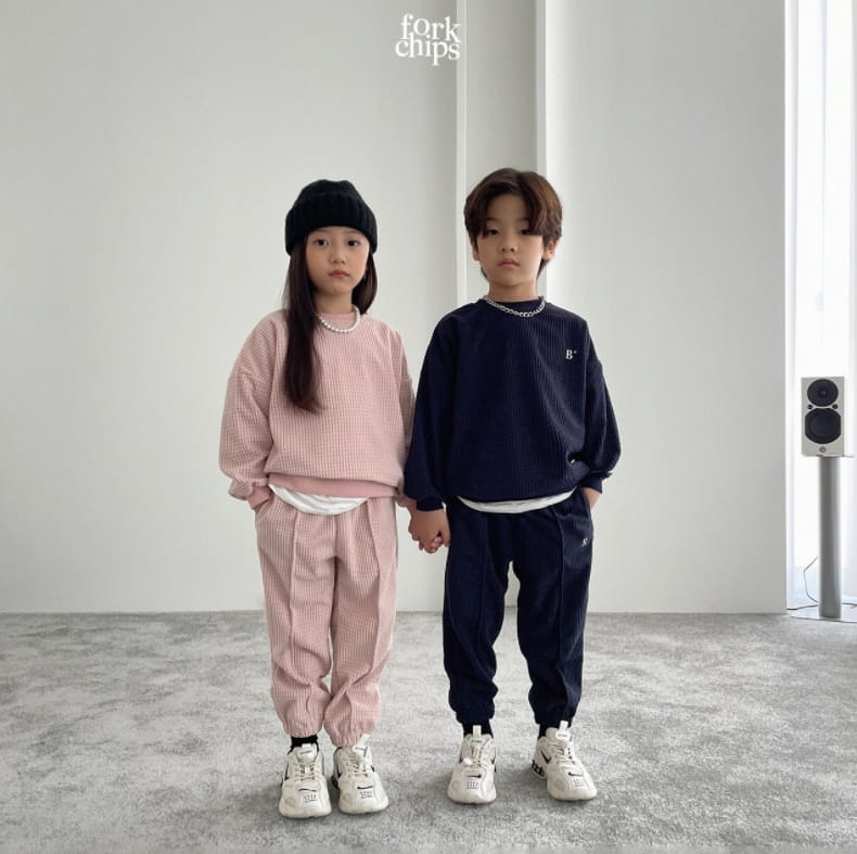 FORK CHIPS - Korean Children Fashion - #Kfashion4kids - Half Embroidery Top Bottom Set - 7