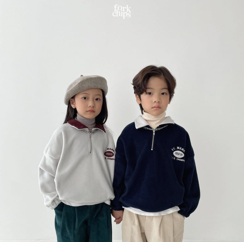 FORK CHIPS - Korean Children Fashion - #Kfashion4kids - Rugby Zip-up Sweatshirt - 11
