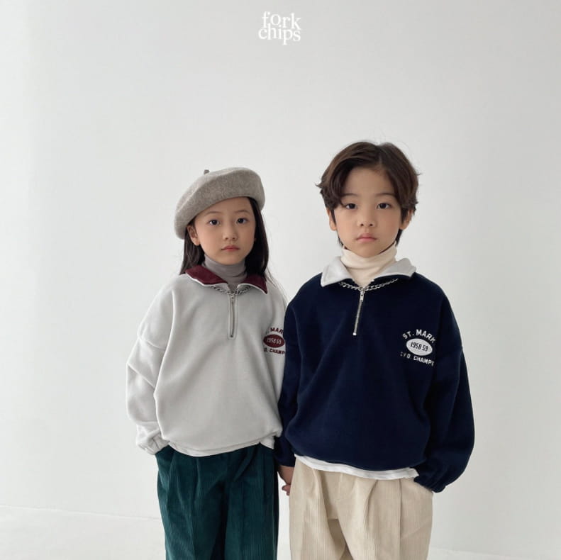 FORK CHIPS - Korean Children Fashion - #Kfashion4kids - Rugby Zip-up Sweatshirt - 2