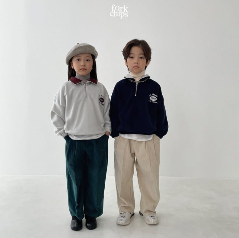 FORK CHIPS - Korean Children Fashion - #Kfashion4kids - Rugby Zip-up Sweatshirt - 8