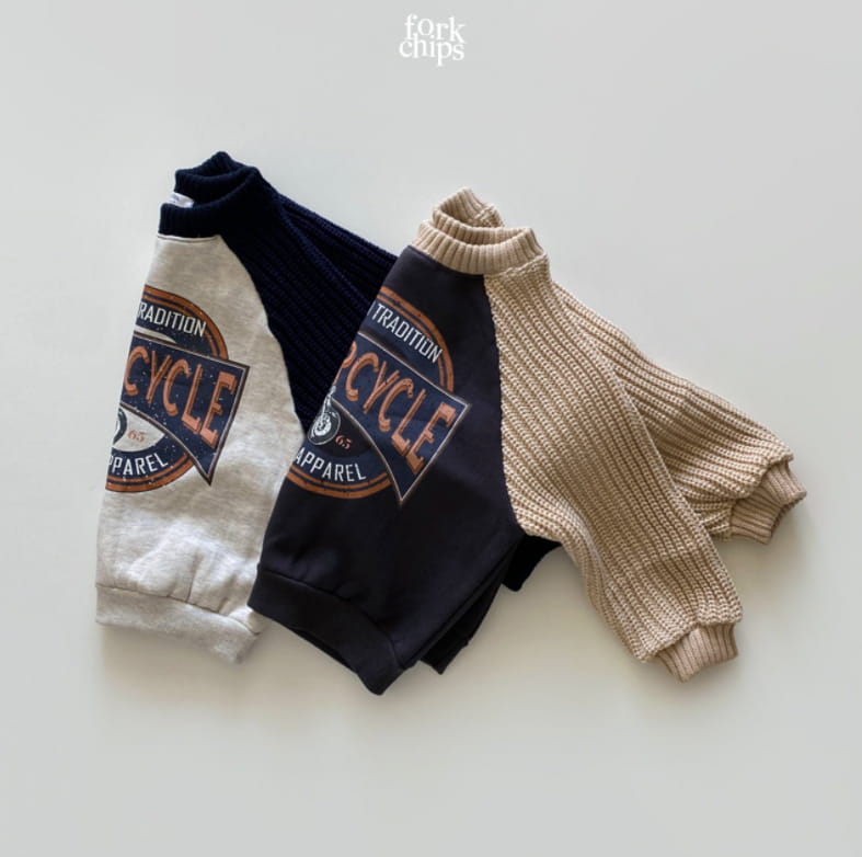 FORK CHIPS - Korean Children Fashion - #Kfashion4kids - Motor Knit Sweatshirt