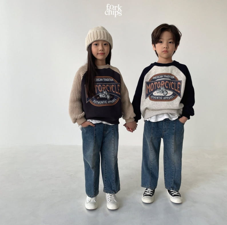 FORK CHIPS - Korean Children Fashion - #Kfashion4kids - Motor Knit Sweatshirt - 10