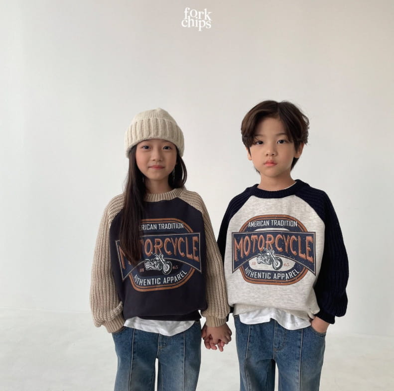 FORK CHIPS - Korean Children Fashion - #Kfashion4kids - Motor Knit Sweatshirt - 2