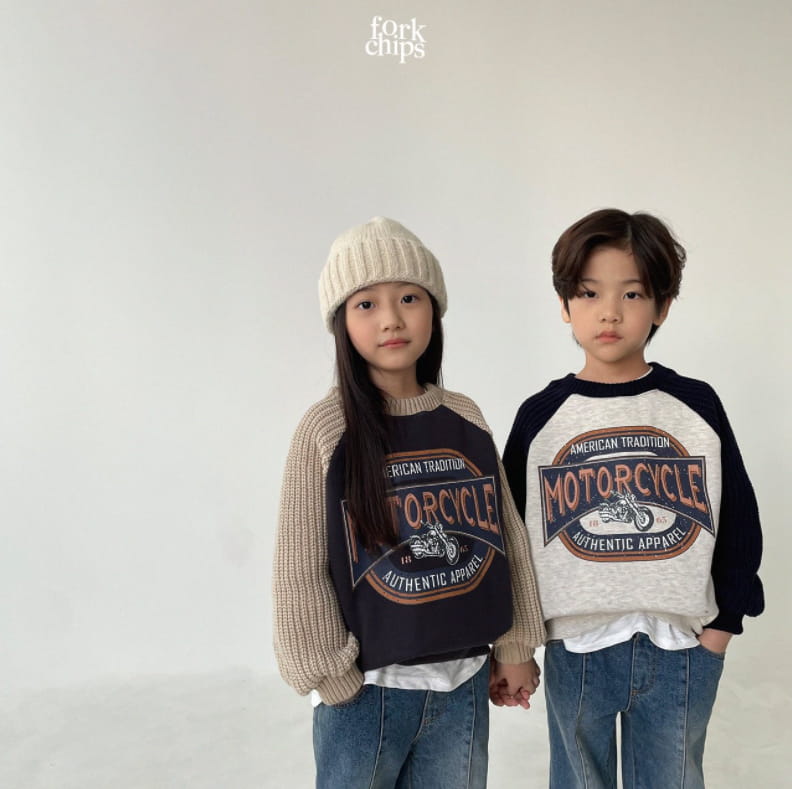 FORK CHIPS - Korean Children Fashion - #Kfashion4kids - Motor Knit Sweatshirt - 3