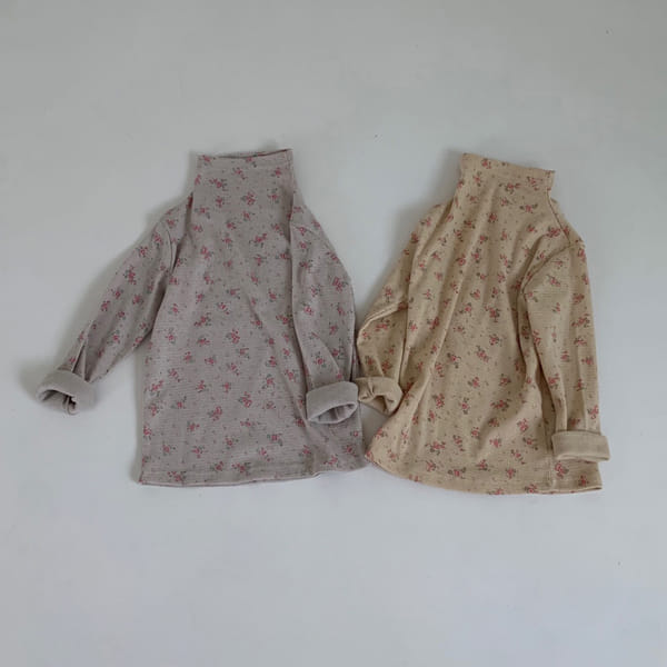 GO;U - Korean Children Fashion - #Kfashion4kids - Vintage Flower Turleneck