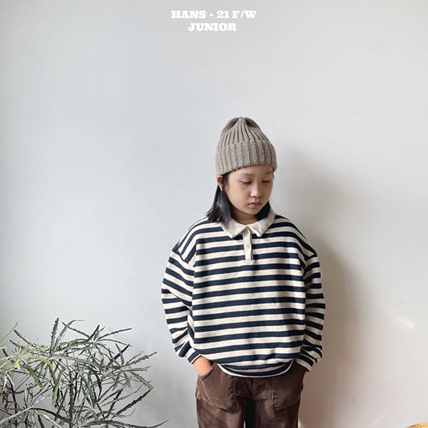 HAN'S - Korean Children Fashion - #Kfashion4kids - Stripes Collar Tee - 12