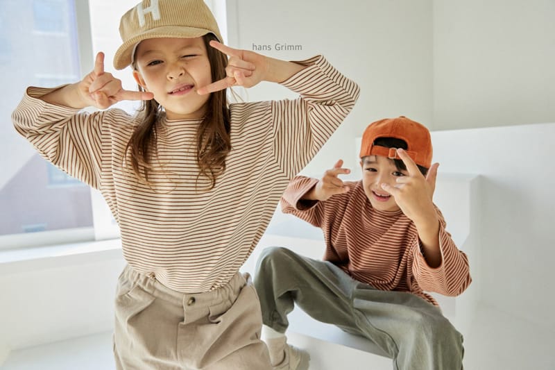 HANS GRIMM - Korean Children Fashion - #Kfashion4kids - Peach Stripes Tee - 6