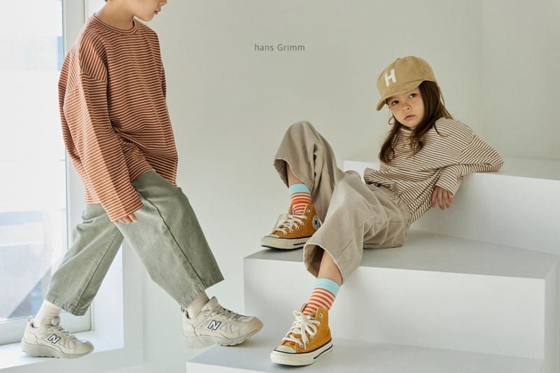 HANS GRIMM - Korean Children Fashion - #Kfashion4kids - Peach Stripes Tee - 9