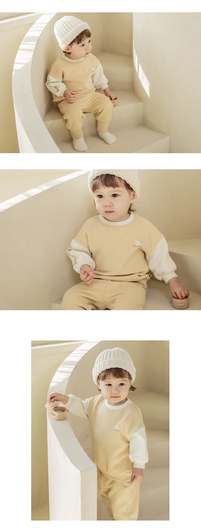 HAPPY PRINCE - Korean Children Fashion - #Kfashion4kids - Harin Fleece Baby Top Bottom Set - 4