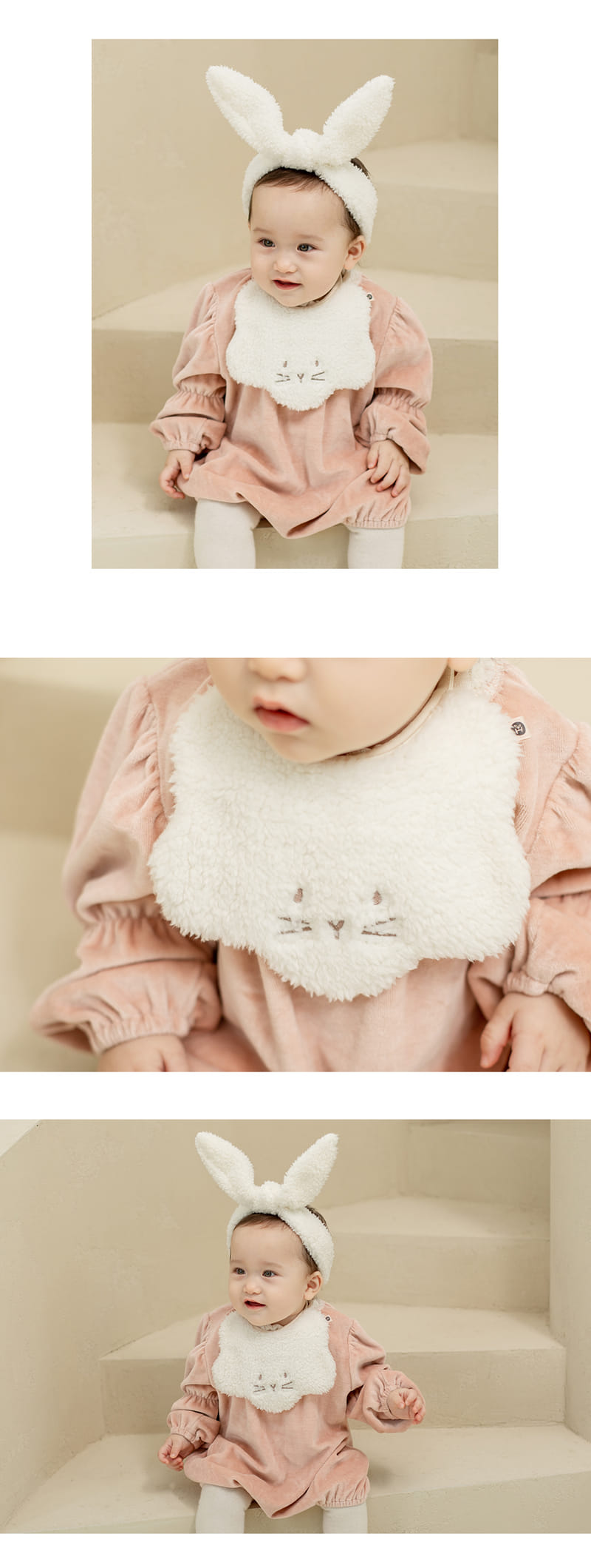 HAPPY PRINCE - Korean Children Fashion - #Kfashion4kids - Hola Bunny Bib with Hairband - 4