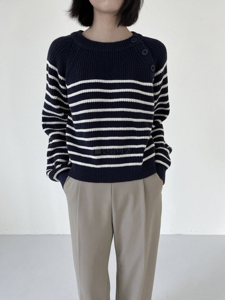 HAVE - Korean Children Fashion - #Kfashion4kids - Stripes Round Knit - 2