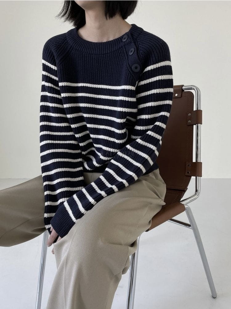 HAVE - Korean Children Fashion - #Kfashion4kids - Stripes Round Knit - 3